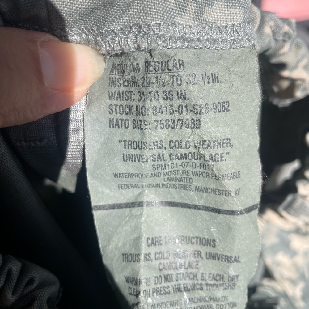 Military Trousers Cold Weather Digital Univiersal Camo size M waterproof - Picture 8 of 11